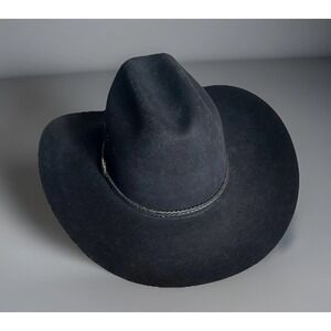 Rodeo King RCC‎ Western Stores Cowboy Hat 3X Wool Felt Black Braided Trim Size 7